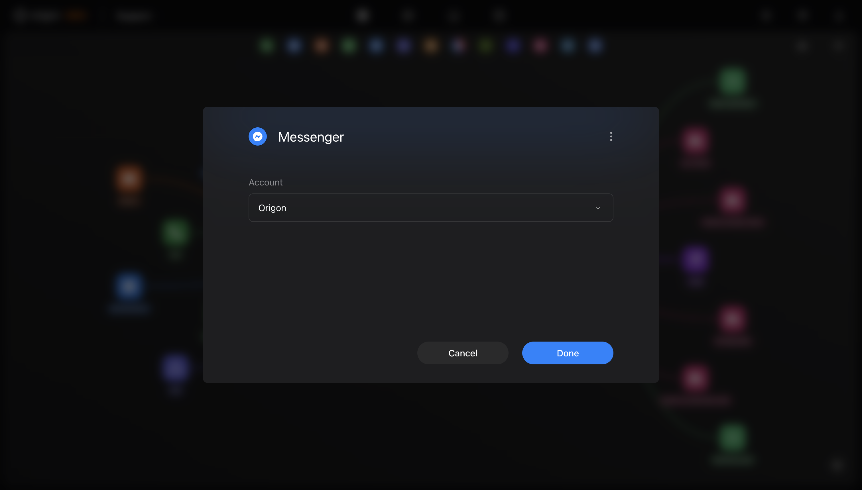 Origon Studio workspace showing drag-and-drop interface for configuring AI system structure, agents, channels, and execution capabilities