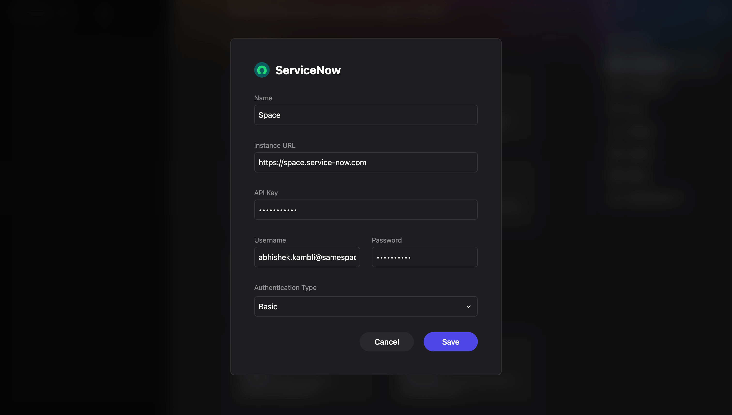 Connect ServiceNow to work with tickets, incidents, and workflows.